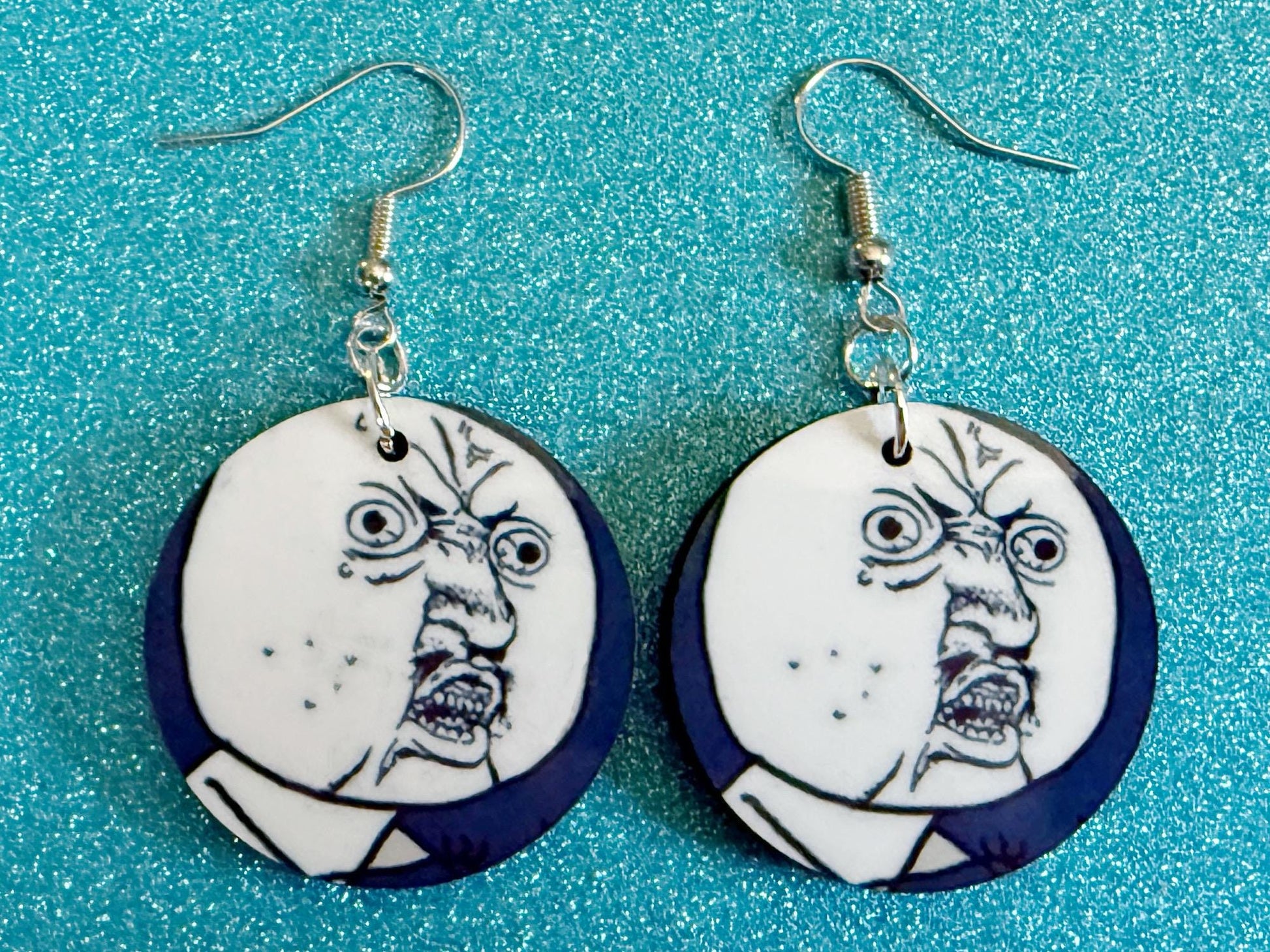 This is Fine Earrings: Laser Cut Acrylic Meme Earrings, Dog & Fire Memes, Novelty, Pop Culture, Green Earrings, Best Gifts for Her/Him/Them