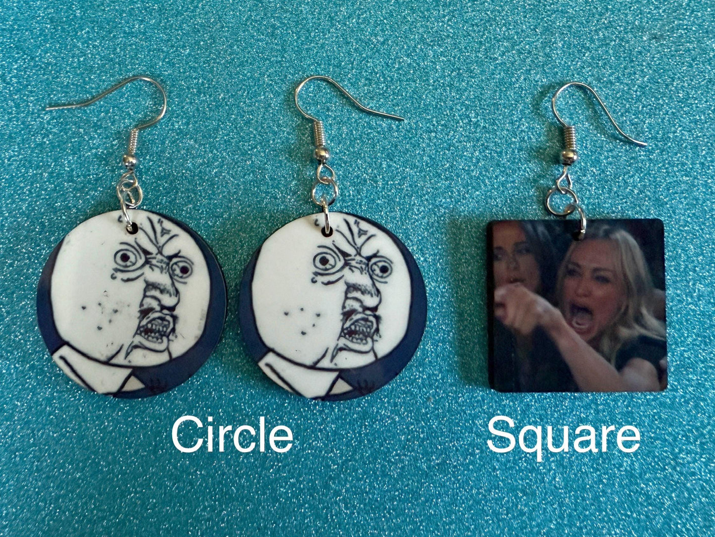 This is Fine Earrings: Laser Cut Acrylic Meme Earrings, Dog & Fire Memes, Novelty, Pop Culture, Green Earrings, Best Gifts for Her/Him/Them