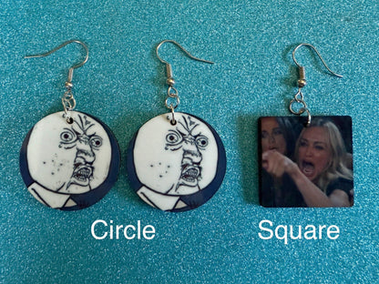 This is Fine Earrings: Laser Cut Acrylic Meme Earrings, Dog & Fire Memes, Novelty, Pop Culture, Green Earrings, Best Gifts for Her/Him/Them