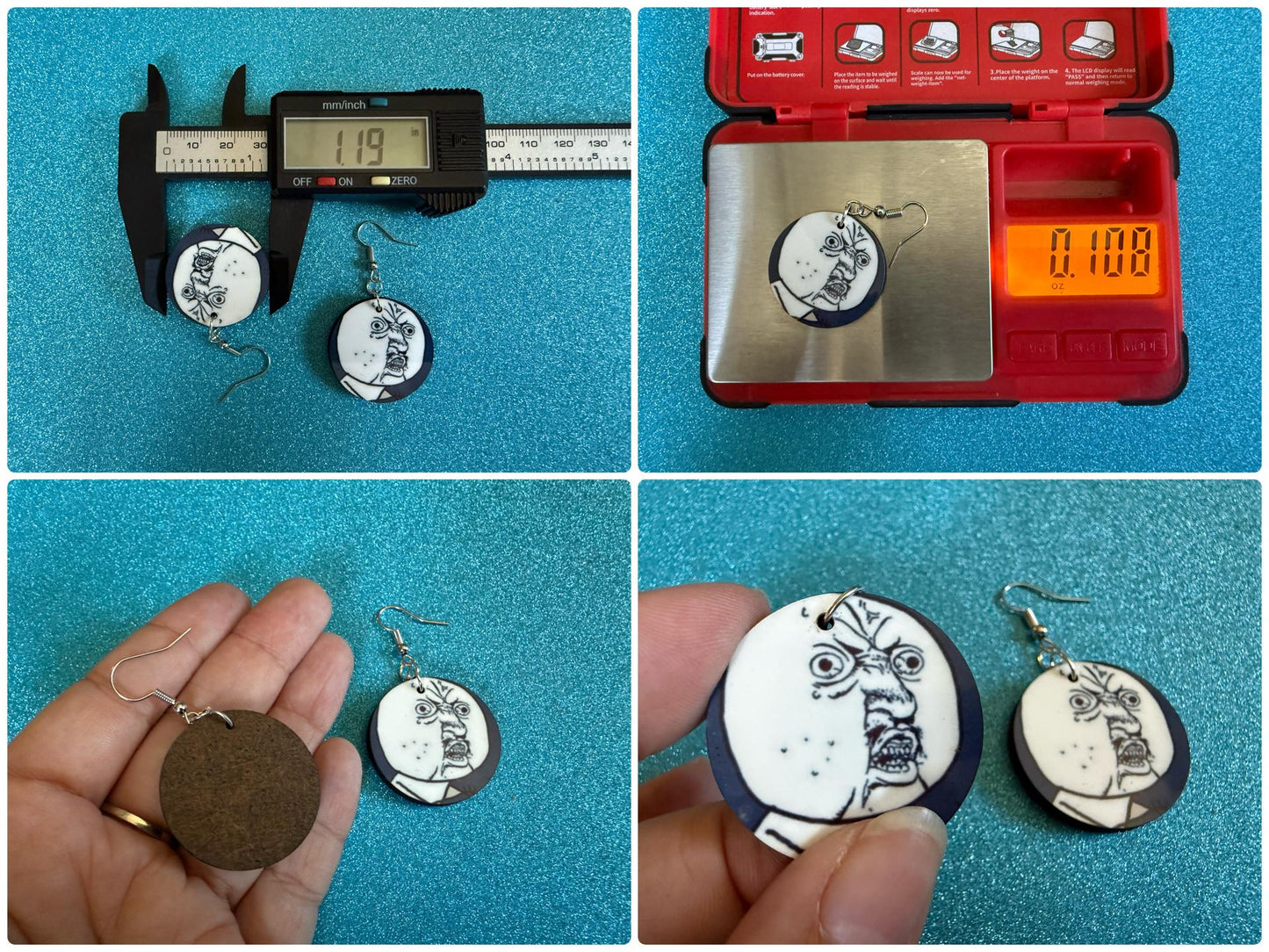 This is Fine Earrings: Laser Cut Acrylic Meme Earrings, Dog & Fire Memes, Novelty, Pop Culture, Green Earrings, Best Gifts for Her/Him/Them