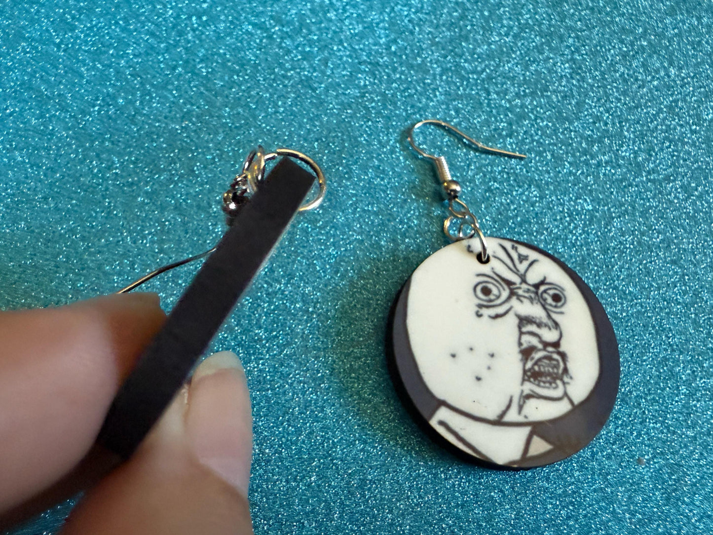 This is Fine Earrings: Laser Cut Acrylic Meme Earrings, Dog & Fire Memes, Novelty, Pop Culture, Green Earrings, Best Gifts for Her/Him/Them