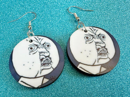 This is Fine Earrings: Laser Cut Acrylic Meme Earrings, Dog & Fire Memes, Novelty, Pop Culture, Green Earrings, Best Gifts for Her/Him/Them