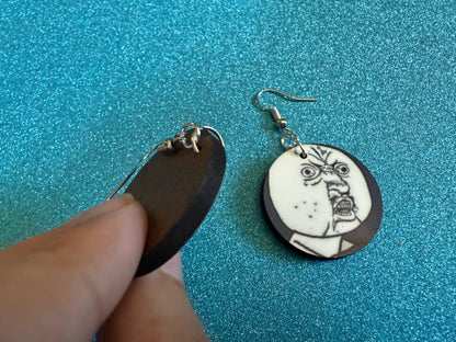 This is Fine Earrings: Laser Cut Acrylic Meme Earrings, Dog & Fire Memes, Novelty, Pop Culture, Green Earrings, Best Gifts for Her/Him/Them