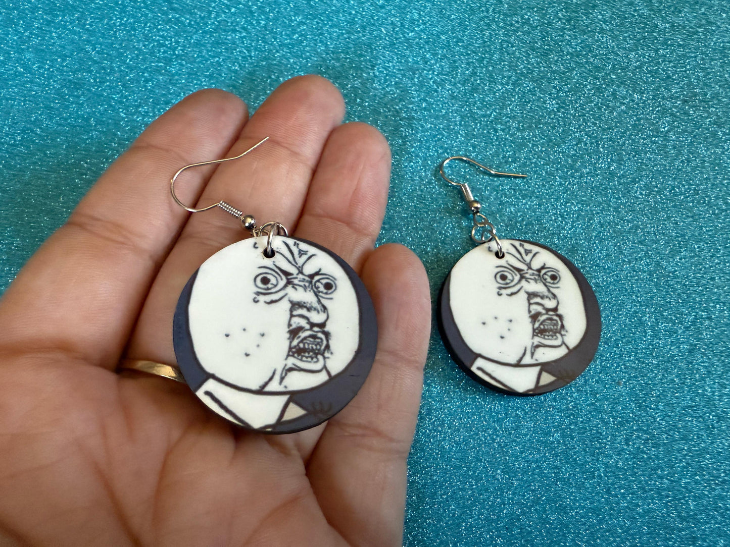 This is Fine Earrings: Laser Cut Acrylic Meme Earrings, Dog & Fire Memes, Novelty, Pop Culture, Green Earrings, Best Gifts for Her/Him/Them