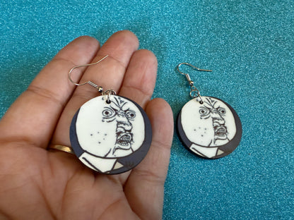 This is Fine Earrings: Laser Cut Acrylic Meme Earrings, Dog & Fire Memes, Novelty, Pop Culture, Green Earrings, Best Gifts for Her/Him/Them