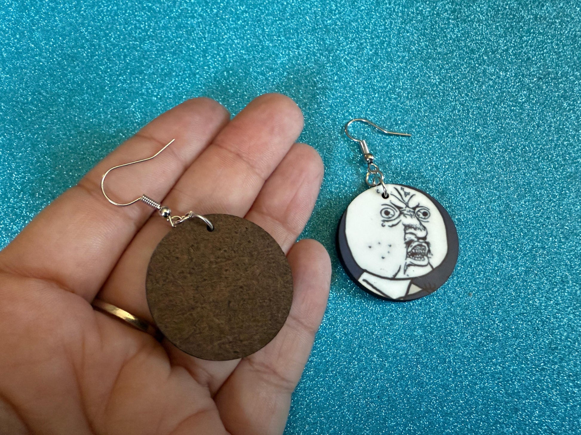 This is Fine Earrings: Laser Cut Acrylic Meme Earrings, Dog & Fire Memes, Novelty, Pop Culture, Green Earrings, Best Gifts for Her/Him/Them