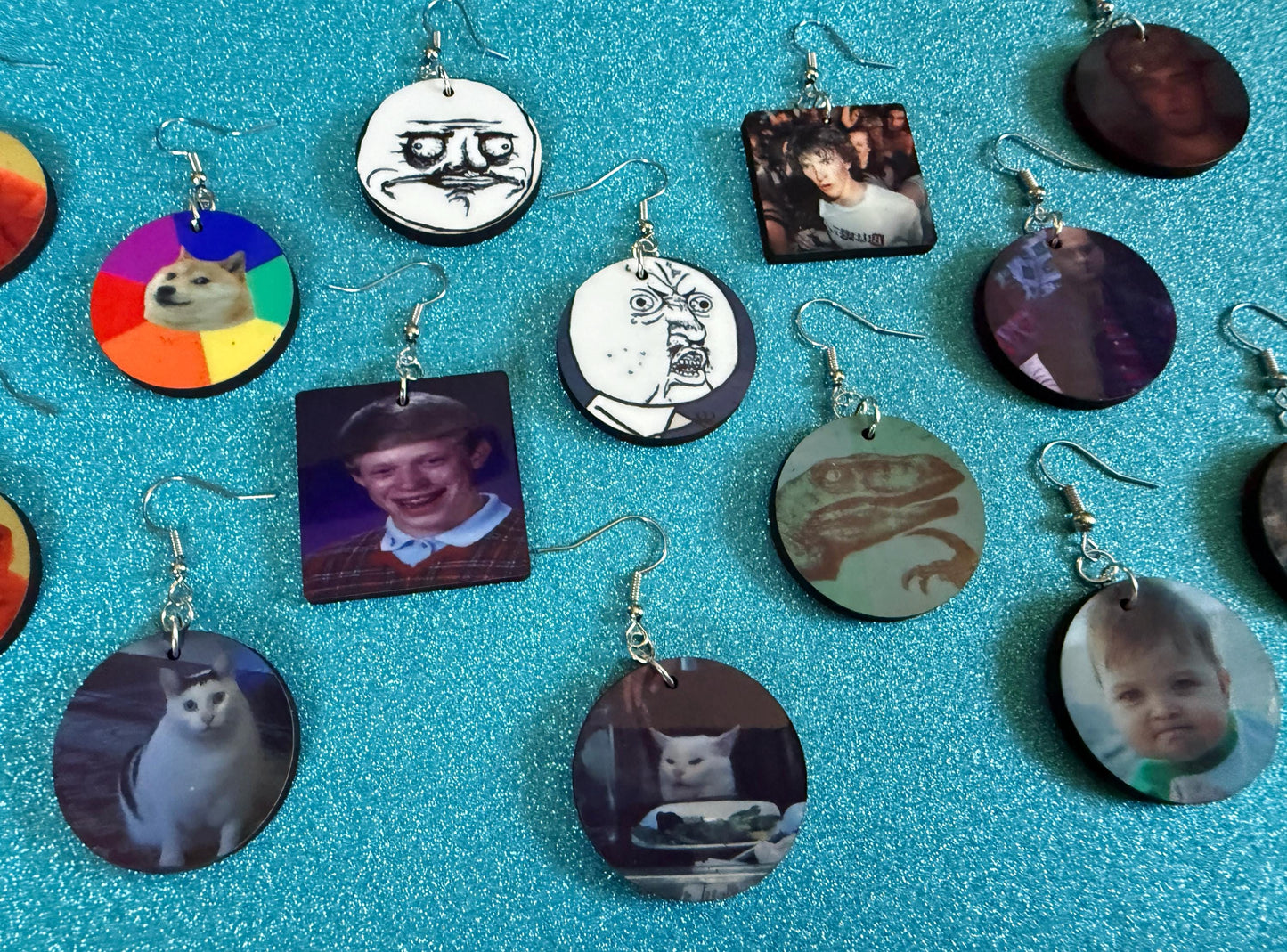 This is Fine Earrings: Laser Cut Acrylic Meme Earrings, Dog & Fire Memes, Novelty, Pop Culture, Green Earrings, Best Gifts for Her/Him/Them