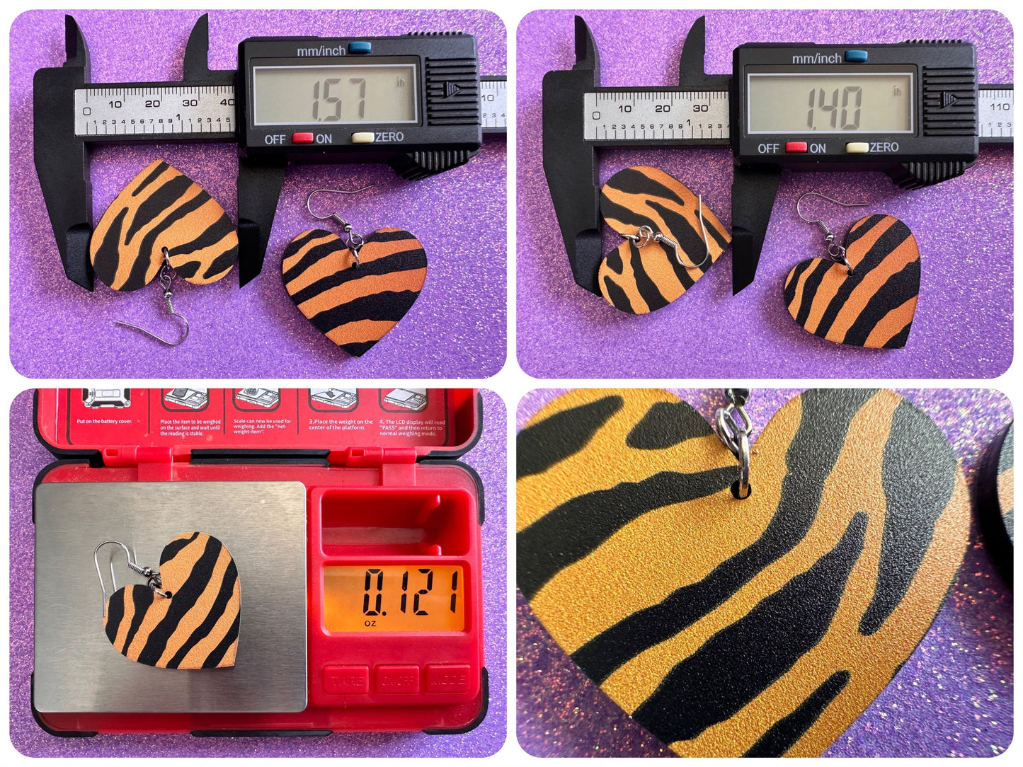 Tiger Print Earrings: Laser Cut Acrylic Tiger Print, Safari, Cats, Animals, Tiger King, Zoo, Fashion, Tiger Stripes, Gifts for Her/Him/Them