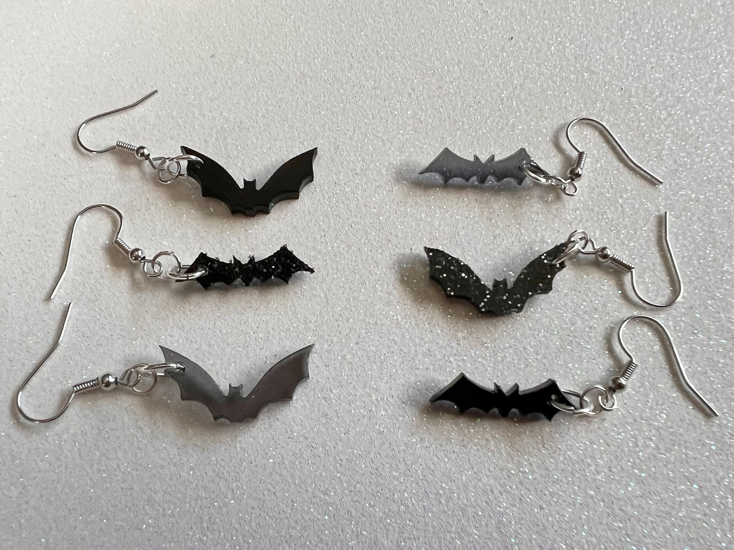 Tiny Flying Bat Earrings: Laser Cut Acrylic Bats, Halloween, Magic, Spooky, Black Bats, Vamp, Vampire, Best Gifts for Her/Him/Them