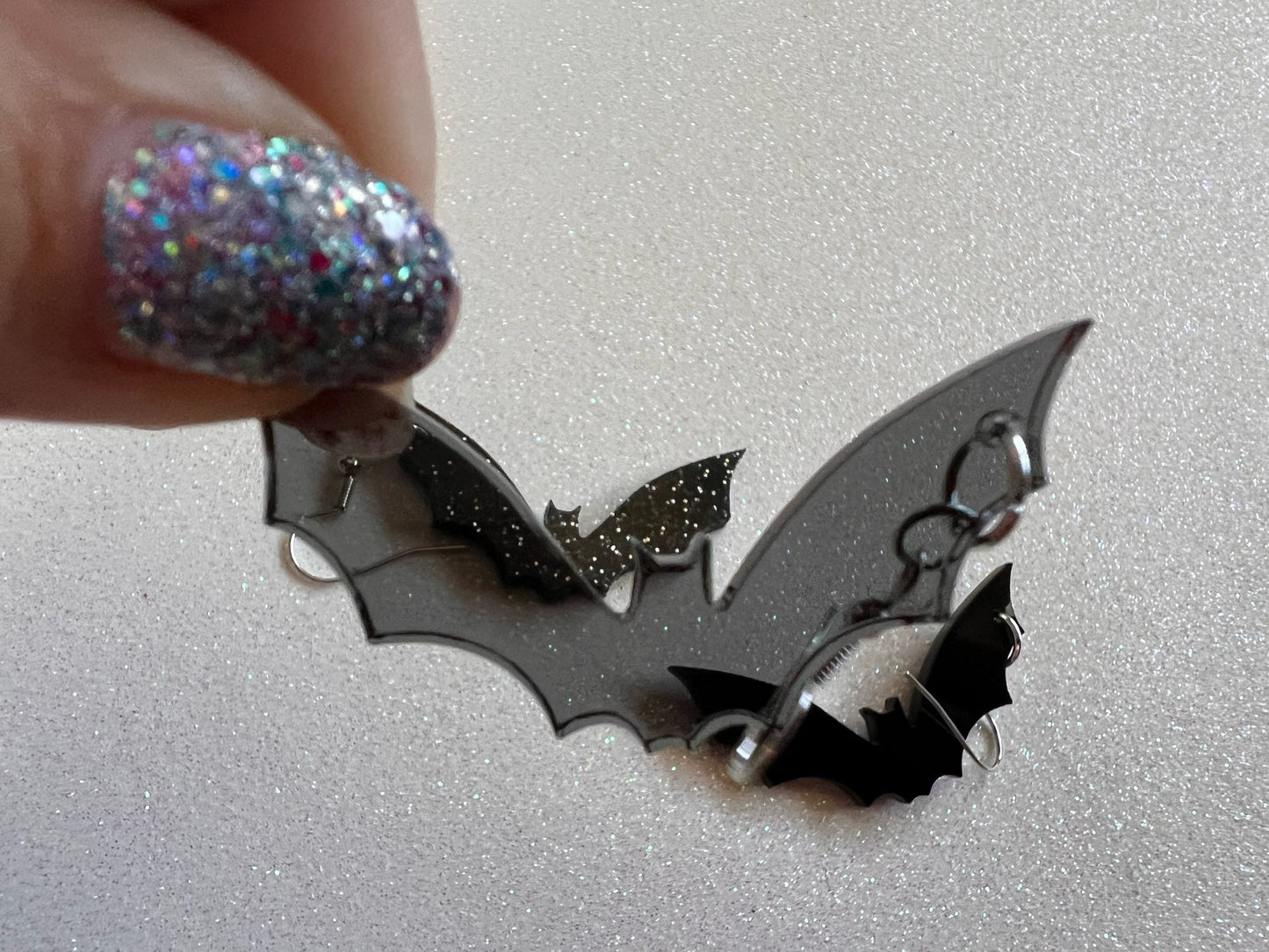 Tiny Flying Bat Earrings: Laser Cut Acrylic Bats, Halloween, Magic, Spooky, Black Bats, Vamp, Vampire, Best Gifts for Her/Him/Them