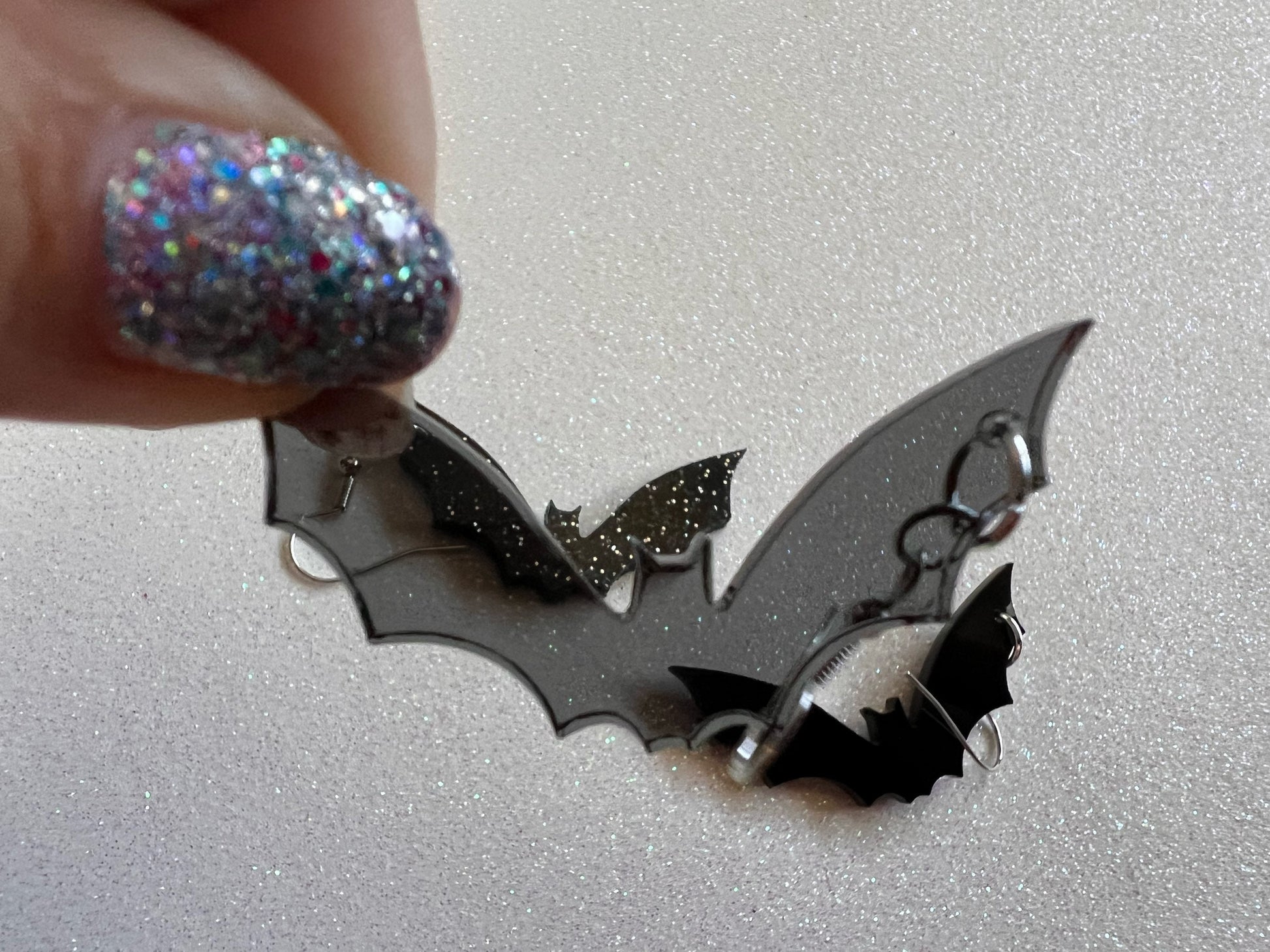 Tiny Flying Bat Earrings: Laser Cut Acrylic Bats, Halloween, Magic, Spooky, Black Bats, Vamp, Vampire, Best Gifts for Her/Him/Them