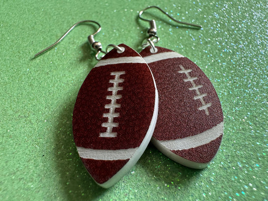 Tiny Football Earrings: Laser Cut Acrylic Football Balls, American Football, Sports, NFL, Tailgate, Team, Sport, Best Gifts for Her/Him/Them