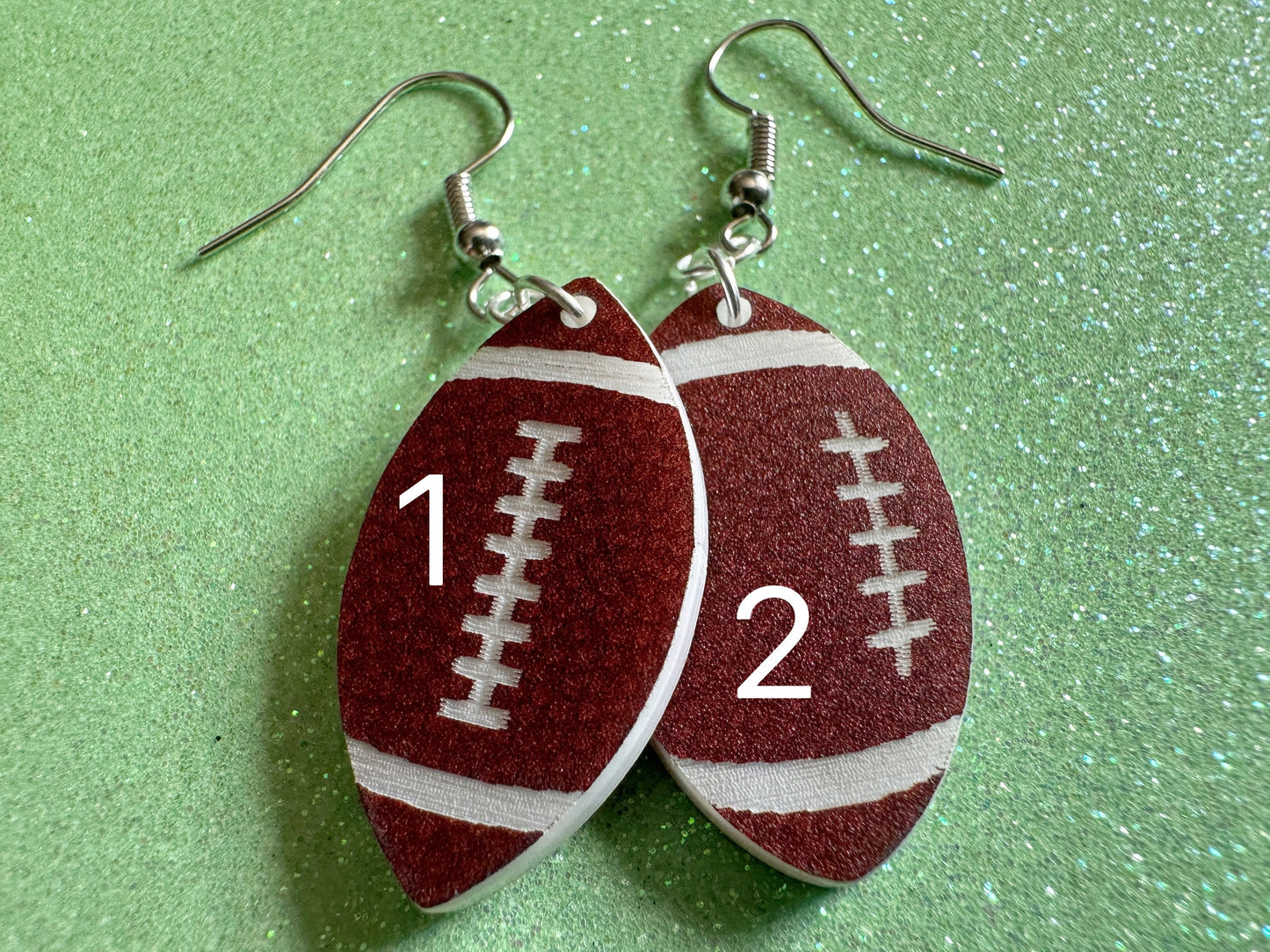 Tiny Football Earrings: Laser Cut Acrylic Football Balls, American Football, Sports, NFL, Tailgate, Team, Sport, Best Gifts for Her/Him/Them