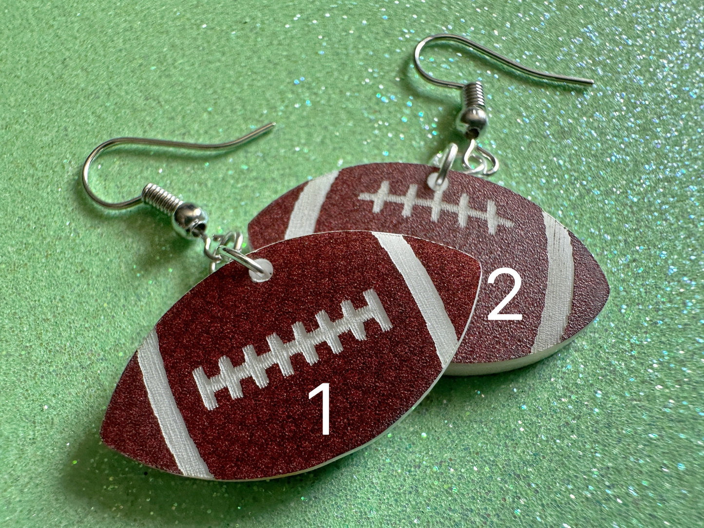 Tiny Football Earrings: Laser Cut Acrylic Football Balls, American Football, Sports, NFL, Tailgate, Team, Sport, Best Gifts for Her/Him/Them