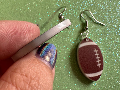 Tiny Football Earrings: Laser Cut Acrylic Football Balls, American Football, Sports, NFL, Tailgate, Team, Sport, Best Gifts for Her/Him/Them