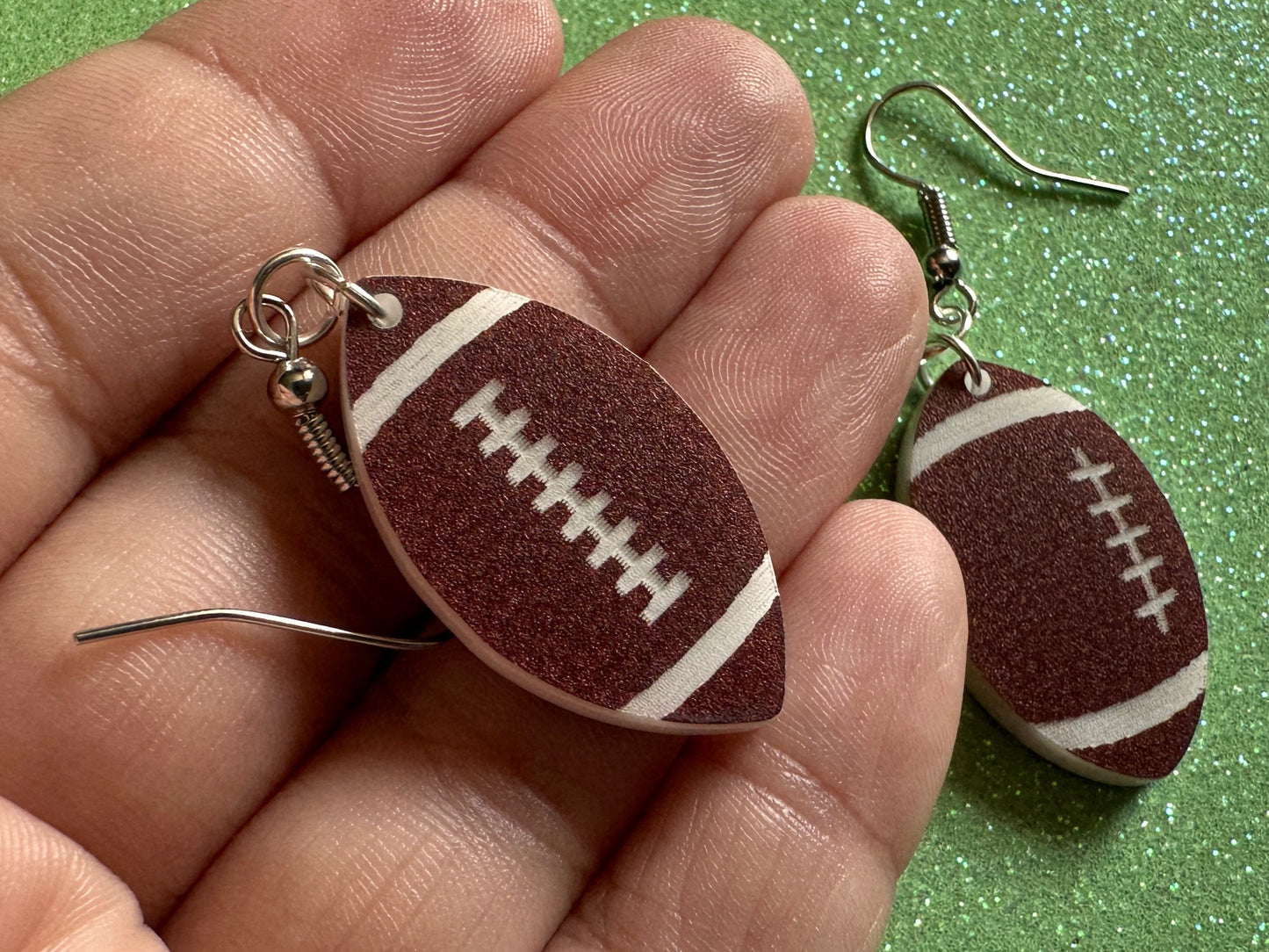 Tiny Football Earrings: Laser Cut Acrylic Football Balls, American Football, Sports, NFL, Tailgate, Team, Sport, Best Gifts for Her/Him/Them