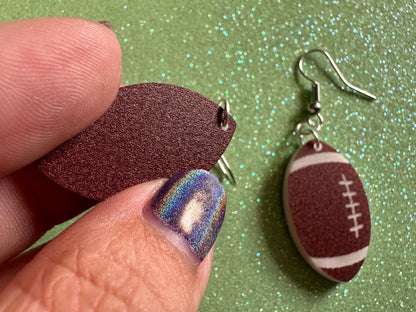 Tiny Football Earrings: Laser Cut Acrylic Football Balls, American Football, Sports, NFL, Tailgate, Team, Sport, Best Gifts for Her/Him/Them