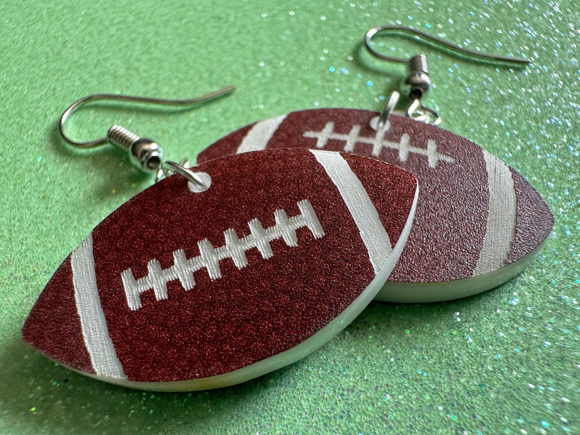 Tiny Football Earrings: Laser Cut Acrylic Football Balls, American Football, Sports, NFL, Tailgate, Team, Sport, Best Gifts for Her/Him/Them