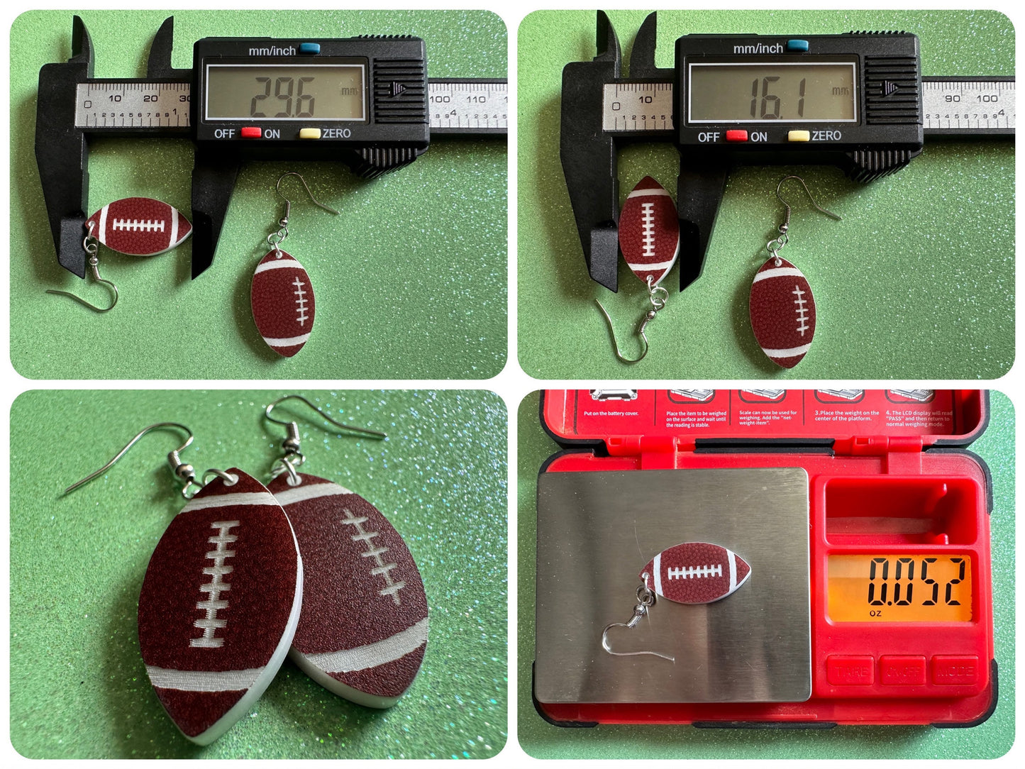 Tiny Football Earrings: Laser Cut Acrylic Football Balls, American Football, Sports, NFL, Tailgate, Team, Sport, Best Gifts for Her/Him/Them