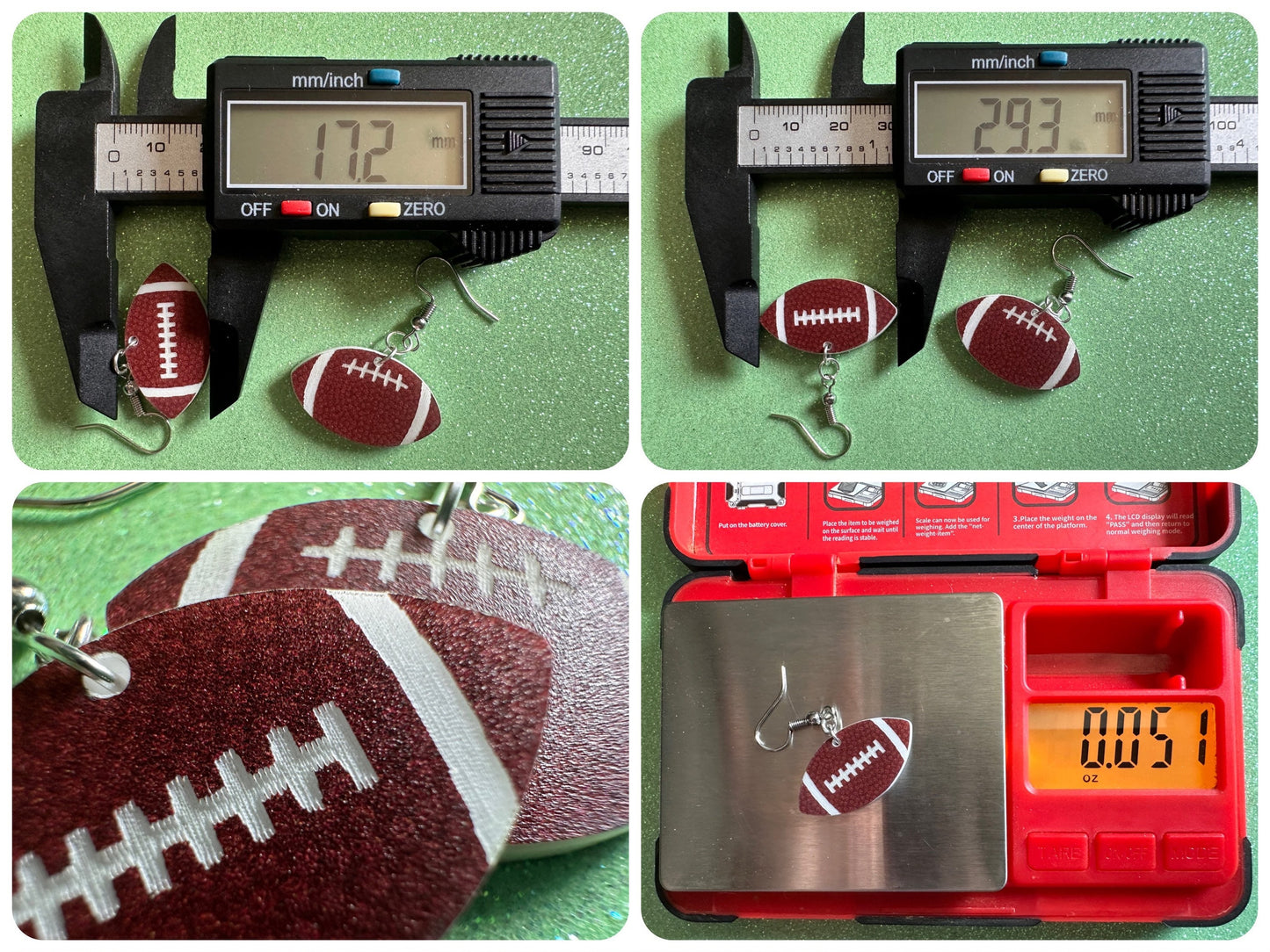 Tiny Football Earrings: Laser Cut Acrylic Football Balls, American Football, Sports, NFL, Tailgate, Team, Sport, Best Gifts for Her/Him/Them