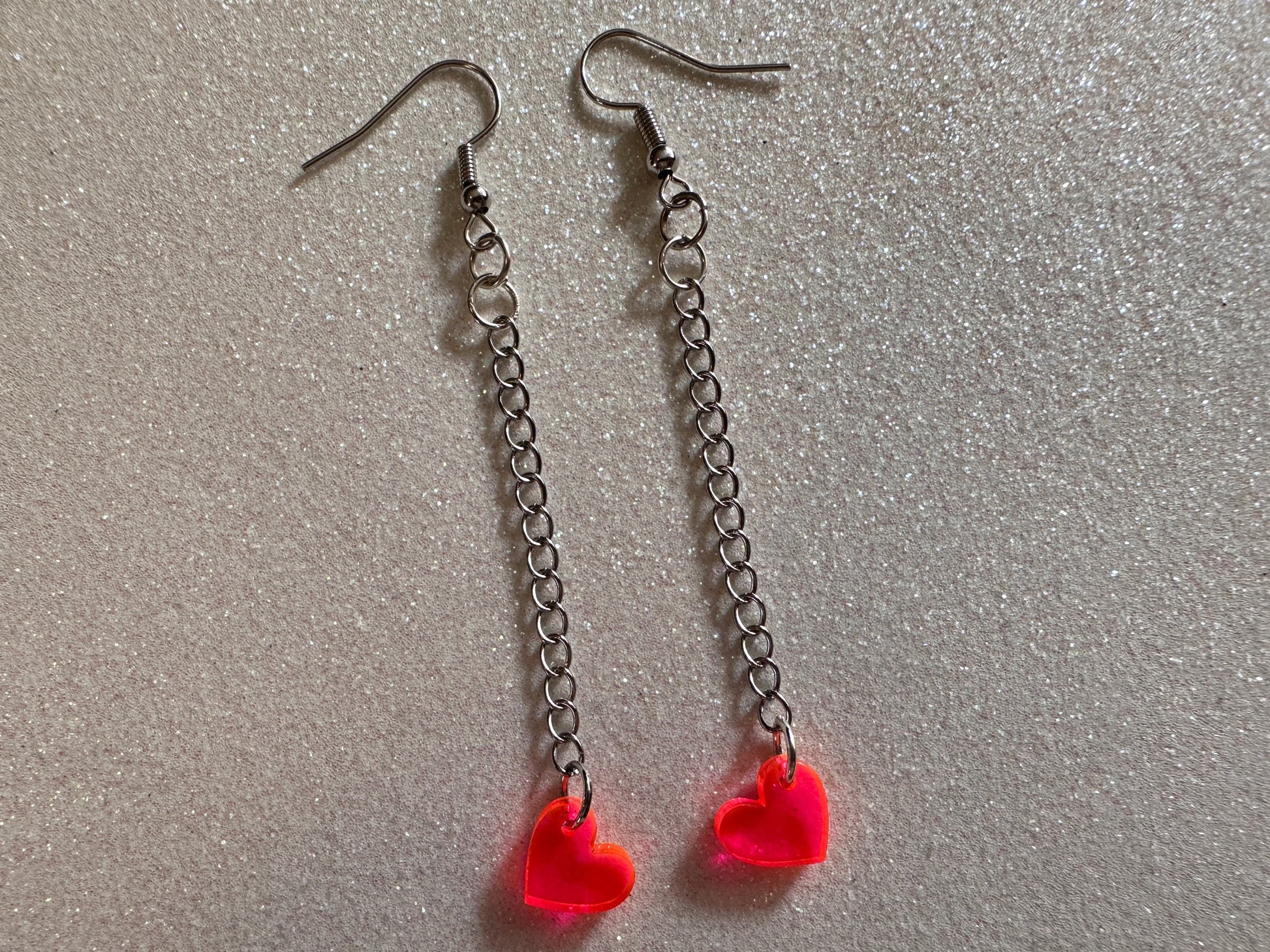 Tiny Neon Heart Earrings: Laser Cut Acrylic Hearts, Love, Best Friends, Luv, BFFs, Anniversary, V-day, Valentines Gifts for Her/Him/Them