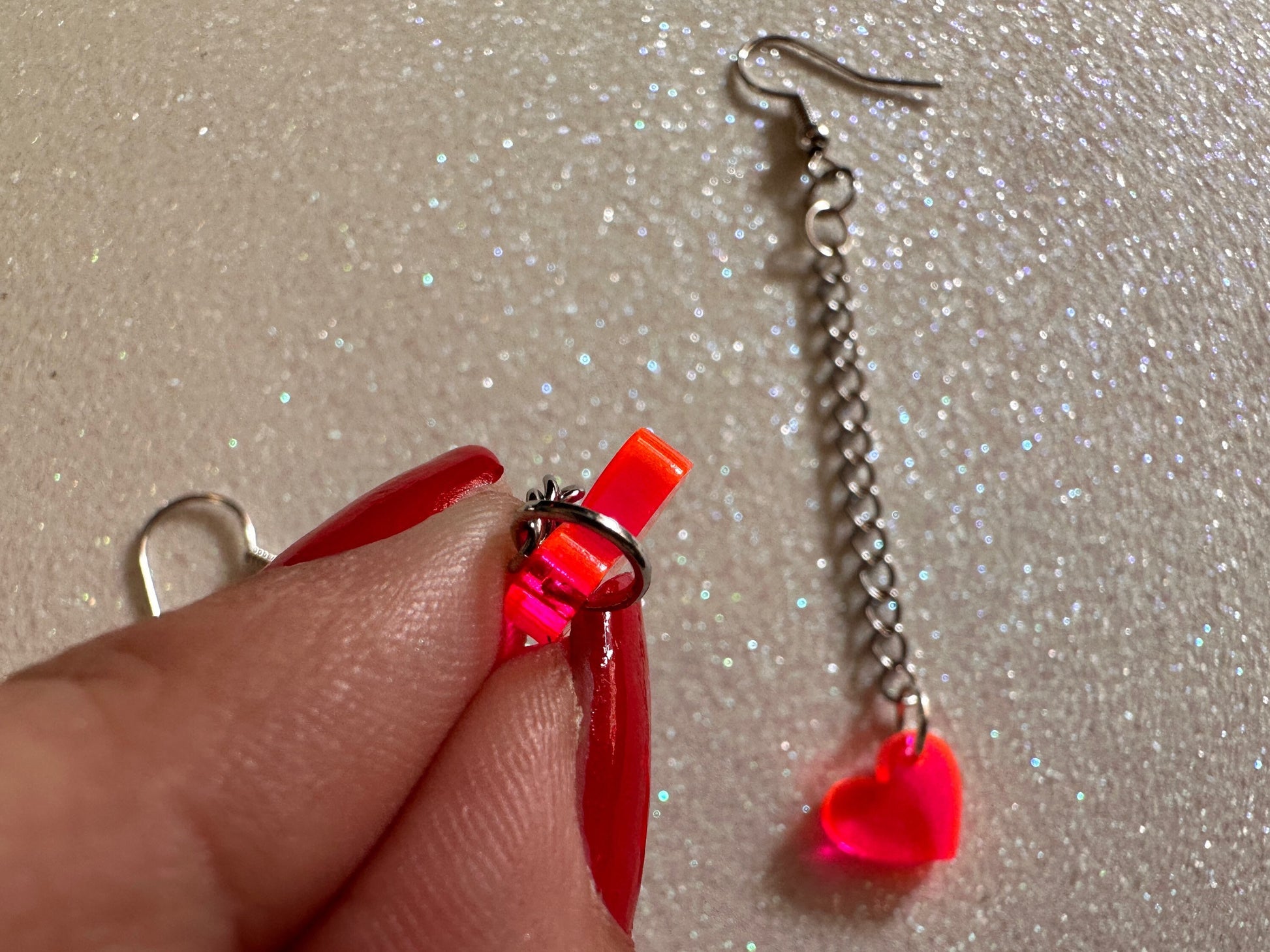 Tiny Neon Heart Earrings: Laser Cut Acrylic Hearts, Love, Best Friends, Luv, BFFs, Anniversary, V-day, Valentines Gifts for Her/Him/Them