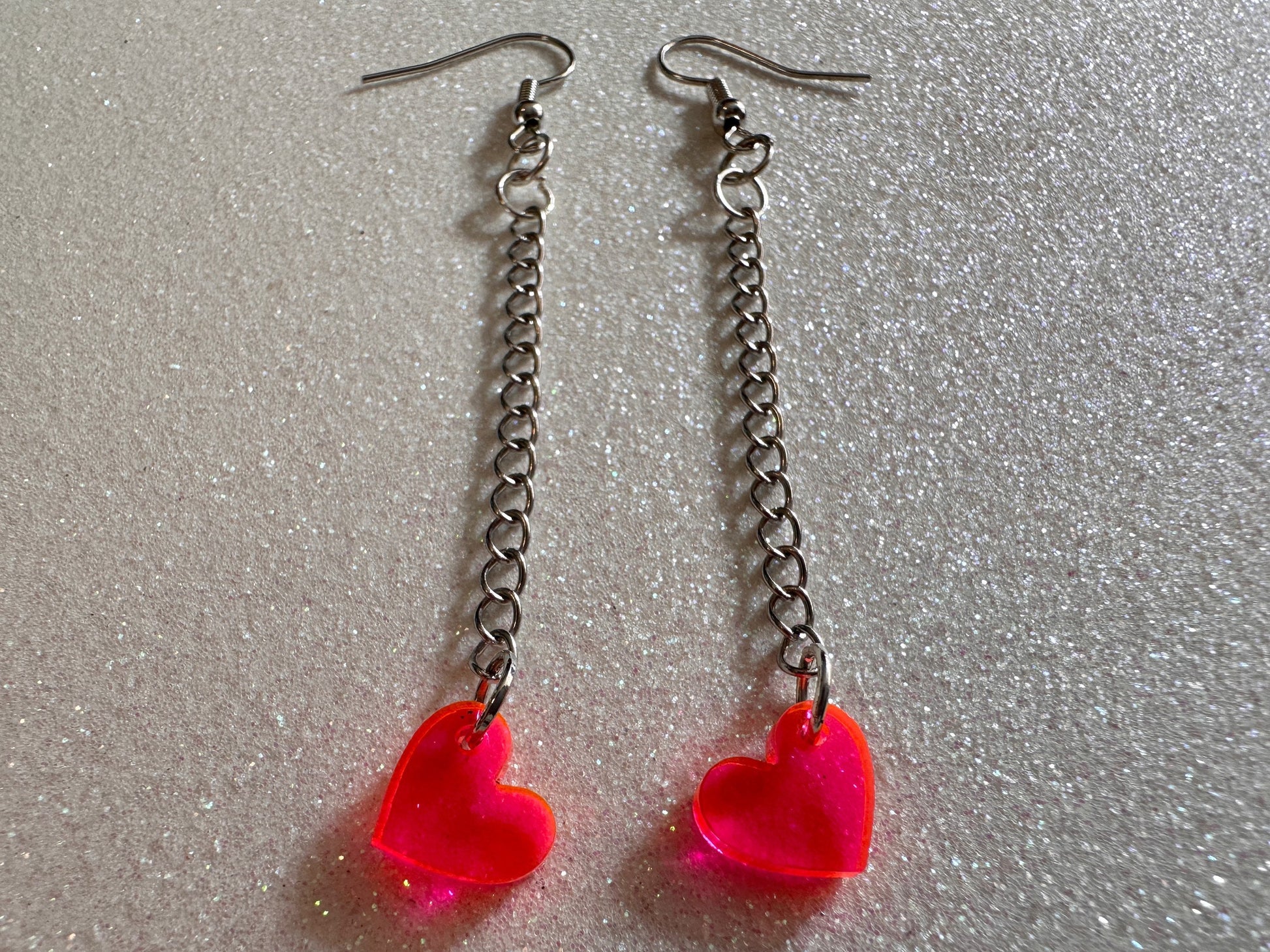 Tiny Neon Heart Earrings: Laser Cut Acrylic Hearts, Love, Best Friends, Luv, BFFs, Anniversary, V-day, Valentines Gifts for Her/Him/Them