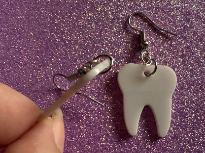 Tooth Earrings: Laser Cut Acrylic Teeth, Dentist, Dental Health, Teeth, Molar, Anatomy, Halloween, Gag Gift, Best Gifts for Her/Him/Them