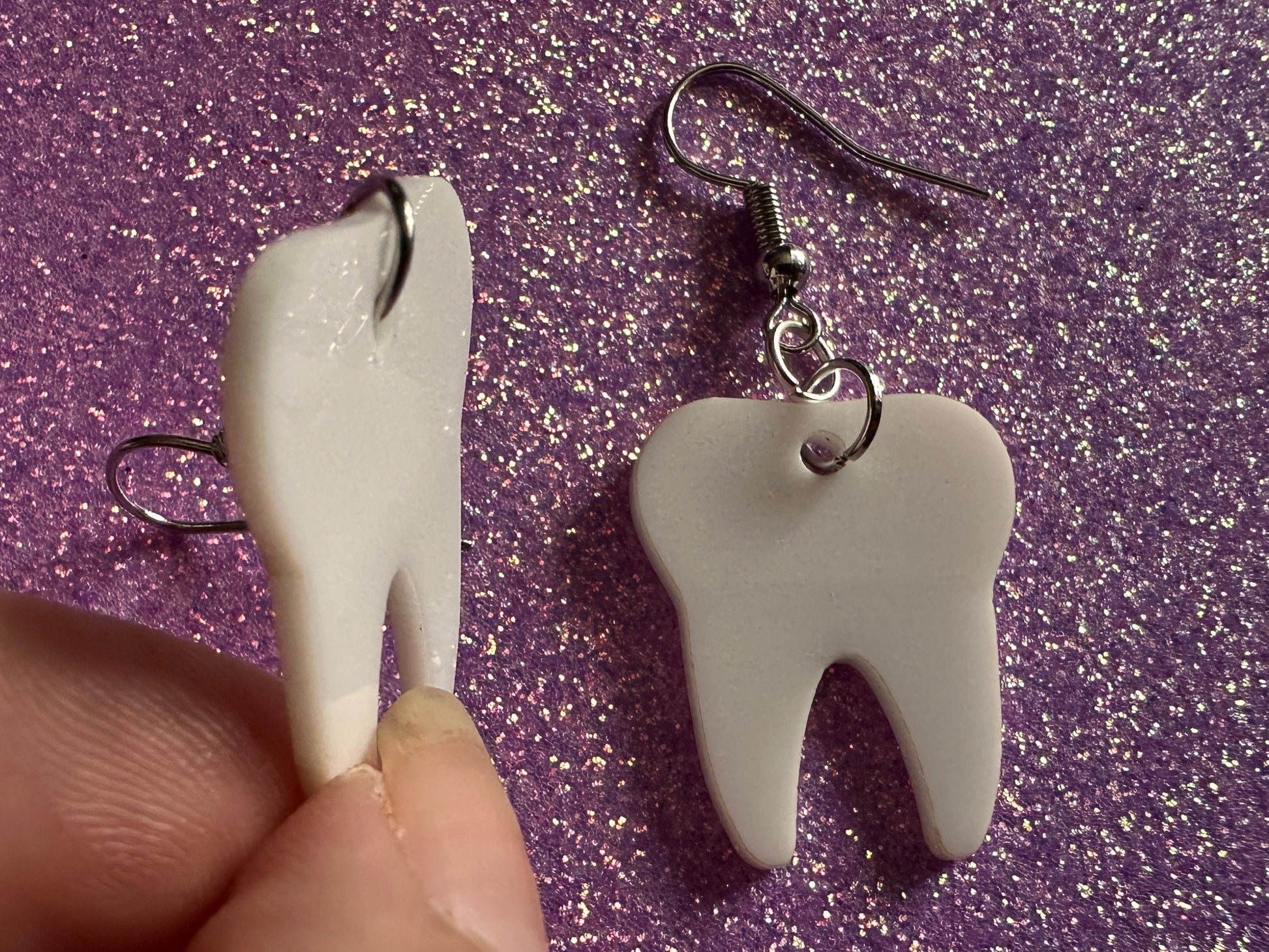 Tooth Earrings: Laser Cut Acrylic Teeth, Dentist, Dental Health, Teeth, Molar, Anatomy, Halloween, Gag Gift, Best Gifts for Her/Him/Them