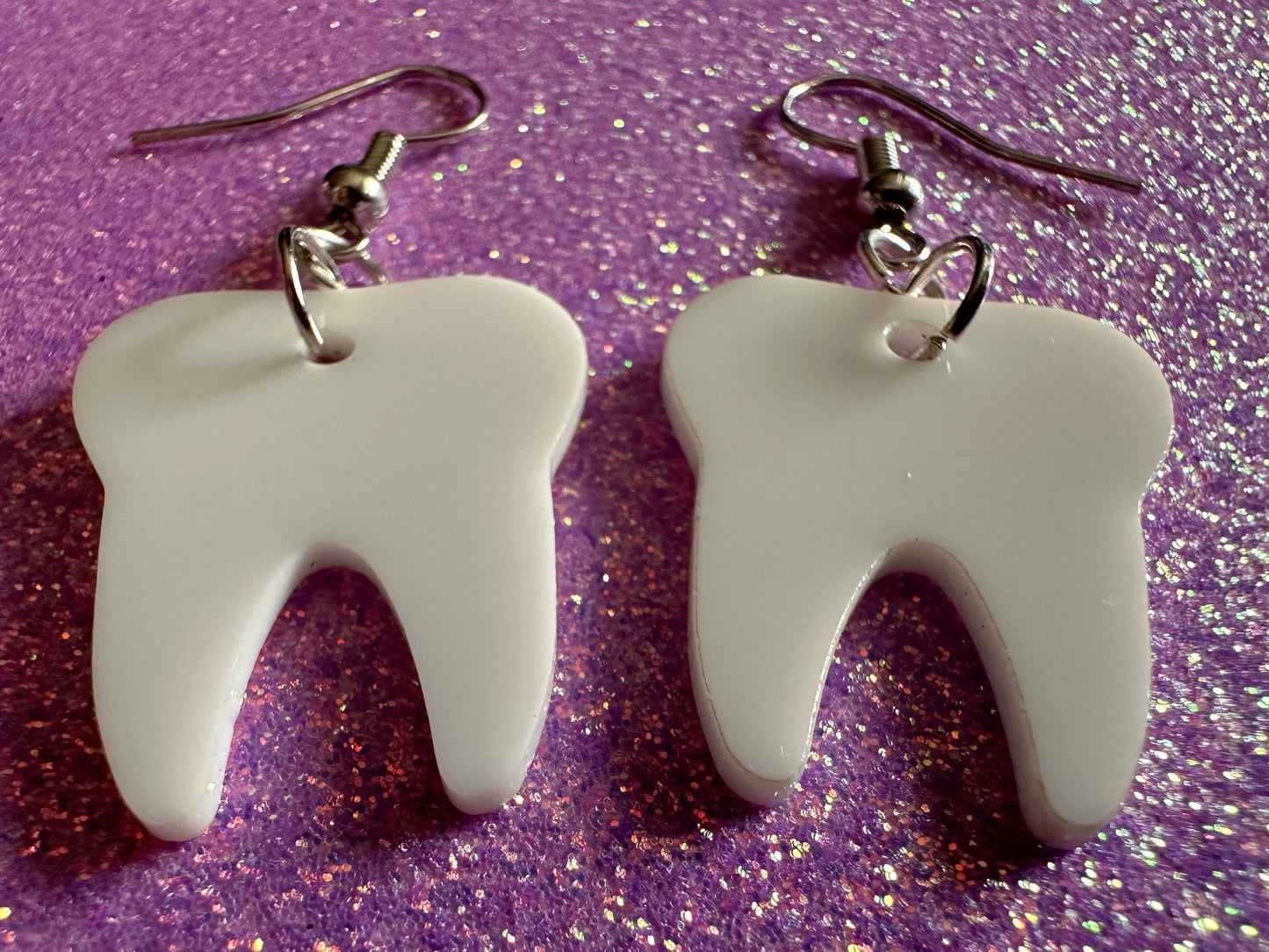 Tooth Earrings: Laser Cut Acrylic Teeth, Dentist, Dental Health, Teeth, Molar, Anatomy, Halloween, Gag Gift, Best Gifts for Her/Him/Them