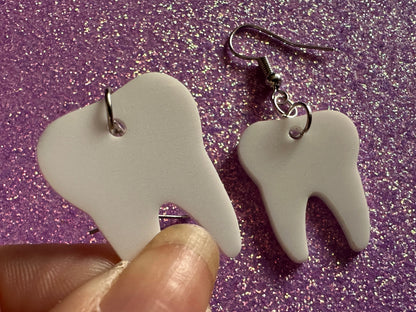 Tooth Earrings: Laser Cut Acrylic Teeth, Dentist, Dental Health, Teeth, Molar, Anatomy, Halloween, Gag Gift, Best Gifts for Her/Him/Them