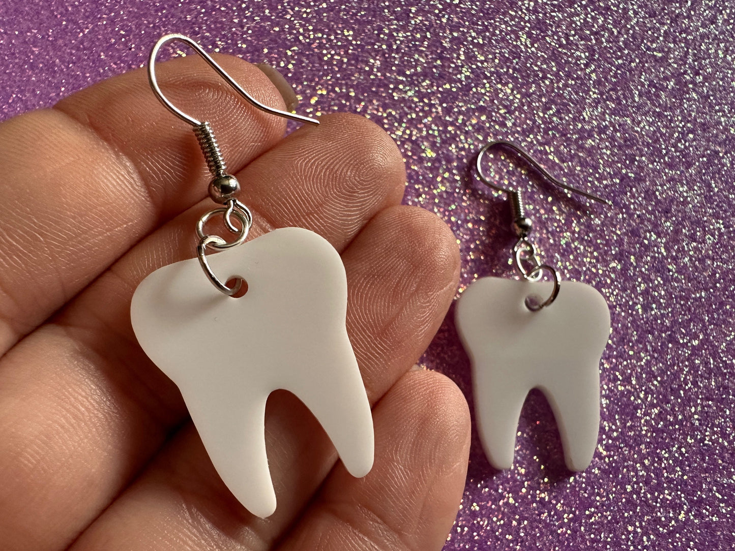 Tooth Earrings: Laser Cut Acrylic Teeth, Dentist, Dental Health, Teeth, Molar, Anatomy, Halloween, Gag Gift, Best Gifts for Her/Him/Them