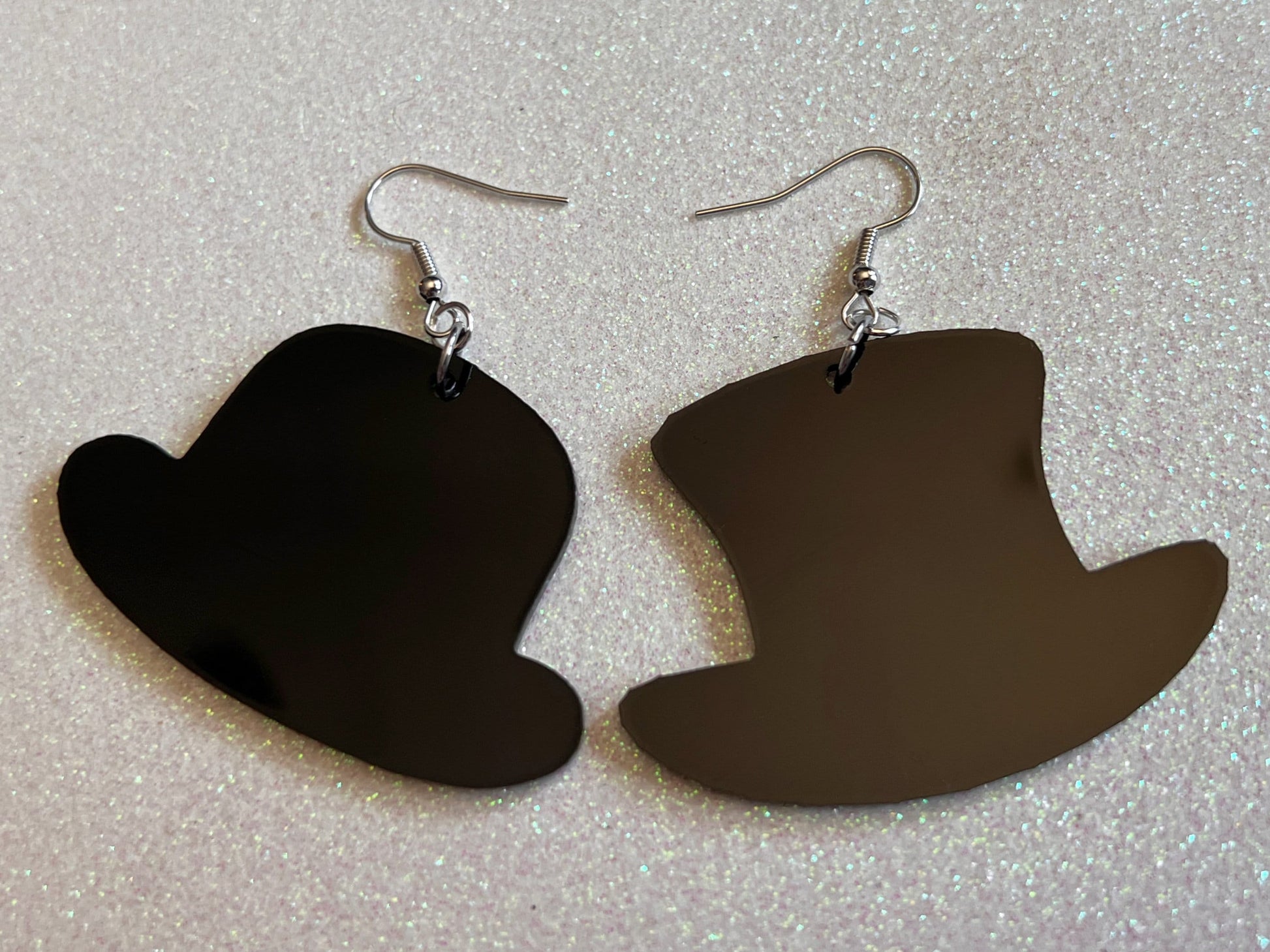 Top Hat Earrings: Laser Cut Acrylic Hats, Bowler Hat, Costumes, Fancy Magician's Hat, Magic, Gentleman, Clown Hat, Gifts for Her/Him/Them