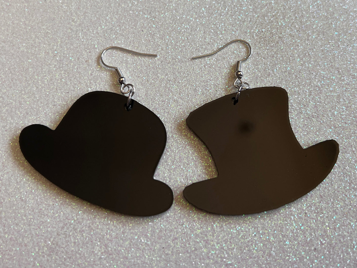 Top Hat Earrings: Laser Cut Acrylic Hats, Bowler Hat, Costumes, Fancy Magician's Hat, Magic, Gentleman, Clown Hat, Gifts for Her/Him/Them