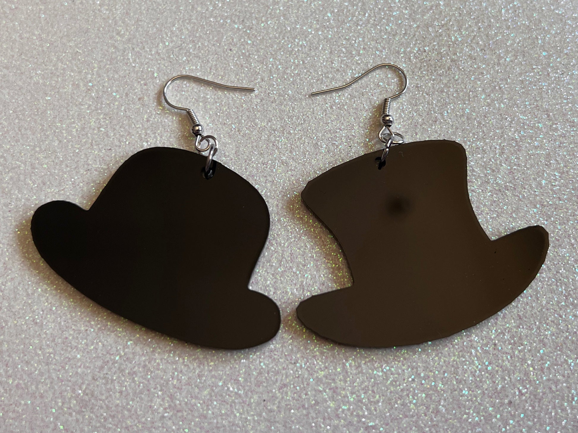 Top Hat Earrings: Laser Cut Acrylic Hats, Bowler Hat, Costumes, Fancy Magician's Hat, Magic, Gentleman, Clown Hat, Gifts for Her/Him/Them