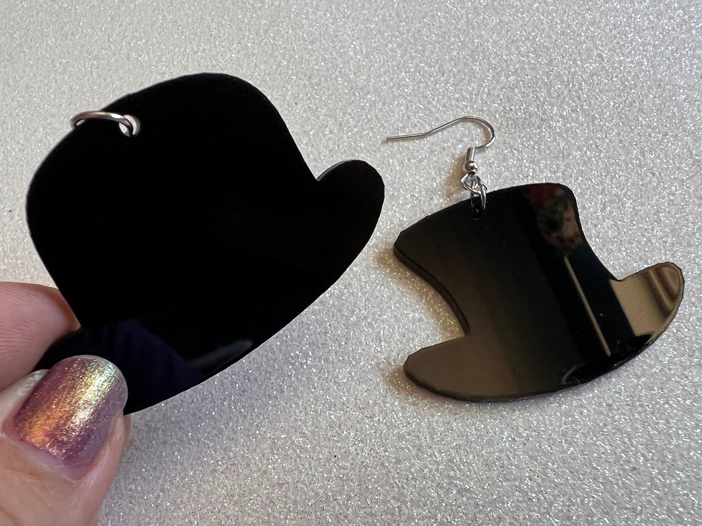 Top Hat Earrings: Laser Cut Acrylic Hats, Bowler Hat, Costumes, Fancy Magician's Hat, Magic, Gentleman, Clown Hat, Gifts for Her/Him/Them