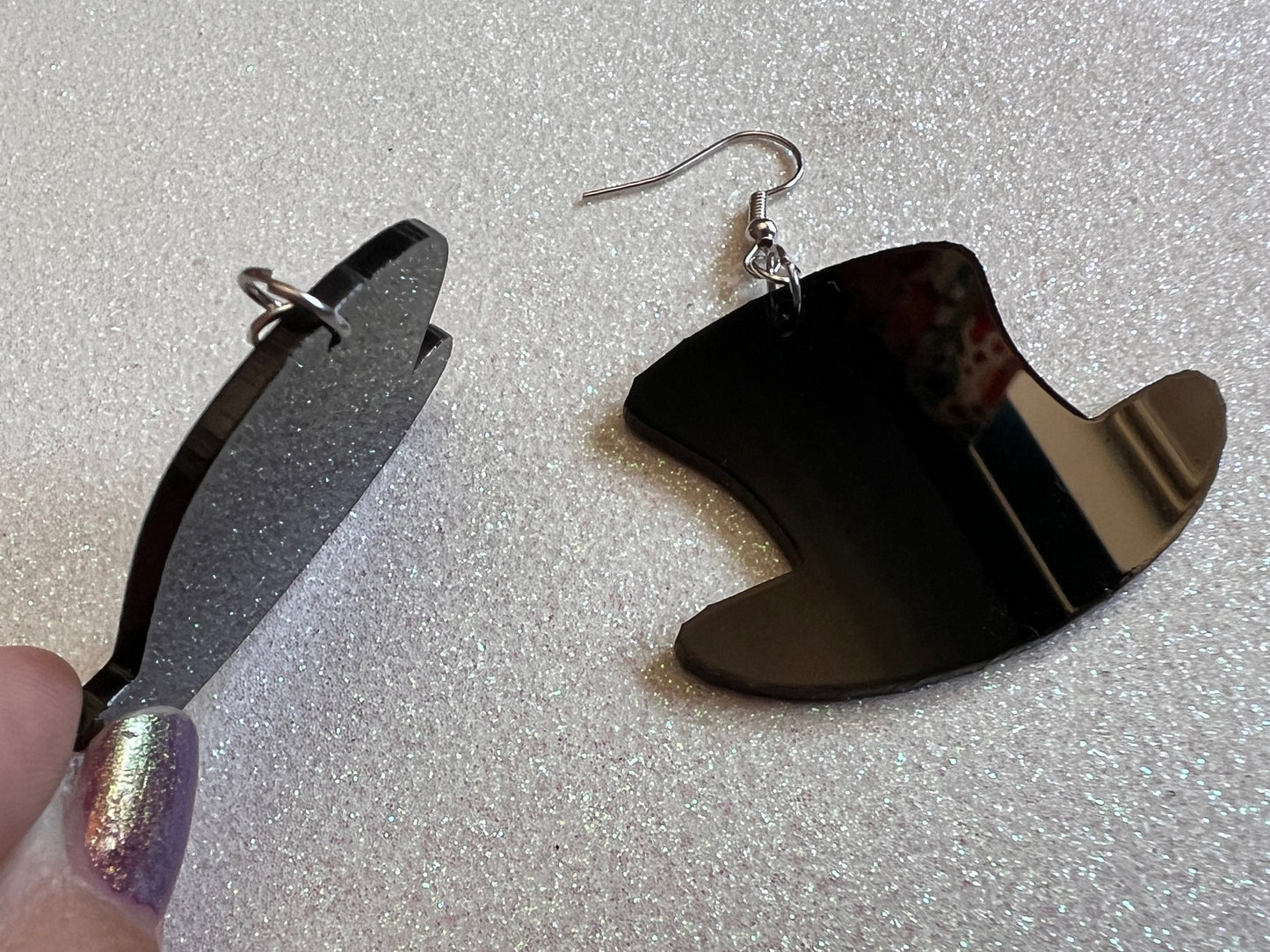 Top Hat Earrings: Laser Cut Acrylic Hats, Bowler Hat, Costumes, Fancy Magician's Hat, Magic, Gentleman, Clown Hat, Gifts for Her/Him/Them