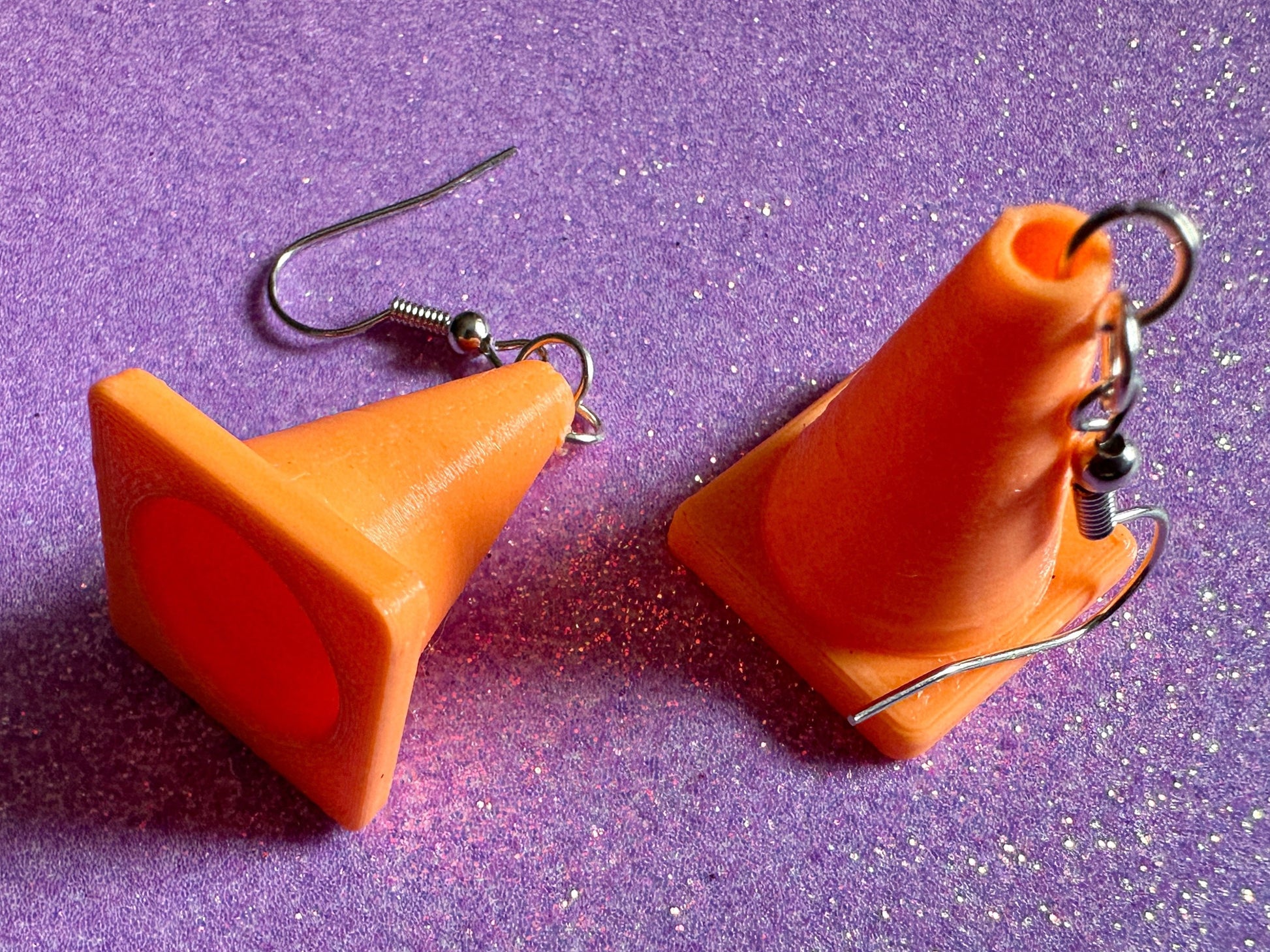 Traffic Cone Earrings: 3D Printed Traffic Cones, Car, Driving School, Road Trip, Gifts for Her/Him/Them