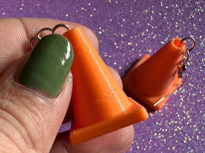 Traffic Cone Earrings: 3D Printed Traffic Cones, Car, Driving School, Road Trip, Gifts for Her/Him/Them