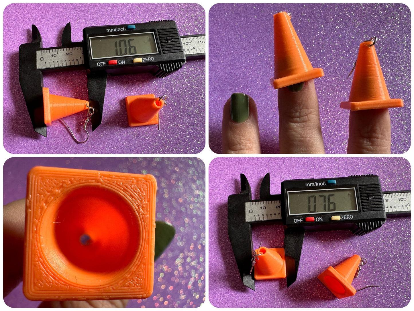 Traffic Cone Earrings: 3D Printed Traffic Cones, Car, Driving School, Road Trip, Gifts for Her/Him/Them