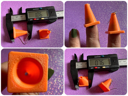 Traffic Cone Earrings: 3D Printed Traffic Cones, Car, Driving School, Road Trip, Gifts for Her/Him/Them
