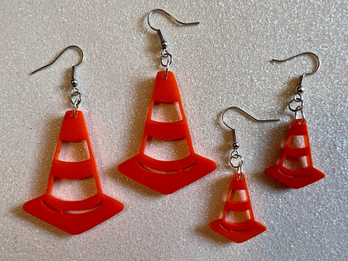 Traffic Cone Earrings: Laser Cut Acrylic Cones, Car, Driving School, Road Trip, Best Gifts for Her/Him/Them