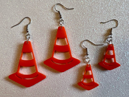 Traffic Cone Earrings: Laser Cut Acrylic Cones, Car, Driving School, Road Trip, Best Gifts for Her/Him/Them