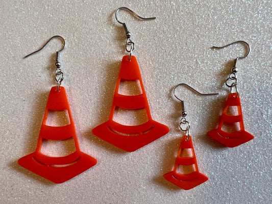 Traffic Cone Earrings: Laser Cut Acrylic Cones, Car, Driving School, Road Trip, Best Gifts for Her/Him/Them