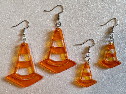 Traffic Cone Earrings: Laser Cut Acrylic Cones, Car, Driving School, Road Trip, Best Gifts for Her/Him/Them