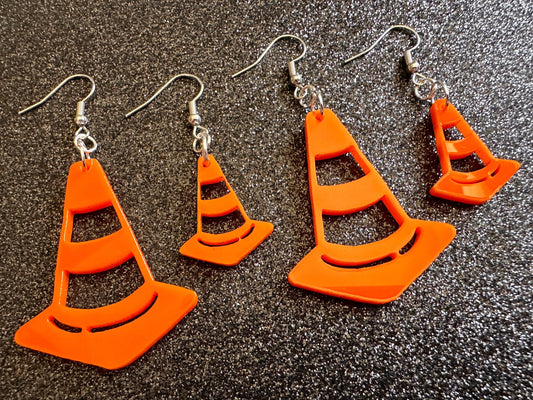 Traffic Cone Earrings: Laser Cut Acrylic Cones, Car, Driving School, Road Trip, Best Gifts for Her/Him/Them