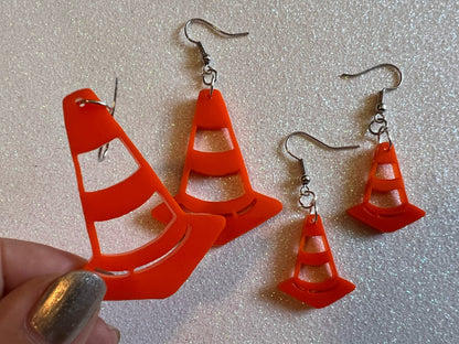 Traffic Cone Earrings: Laser Cut Acrylic Cones, Car, Driving School, Road Trip, Best Gifts for Her/Him/Them