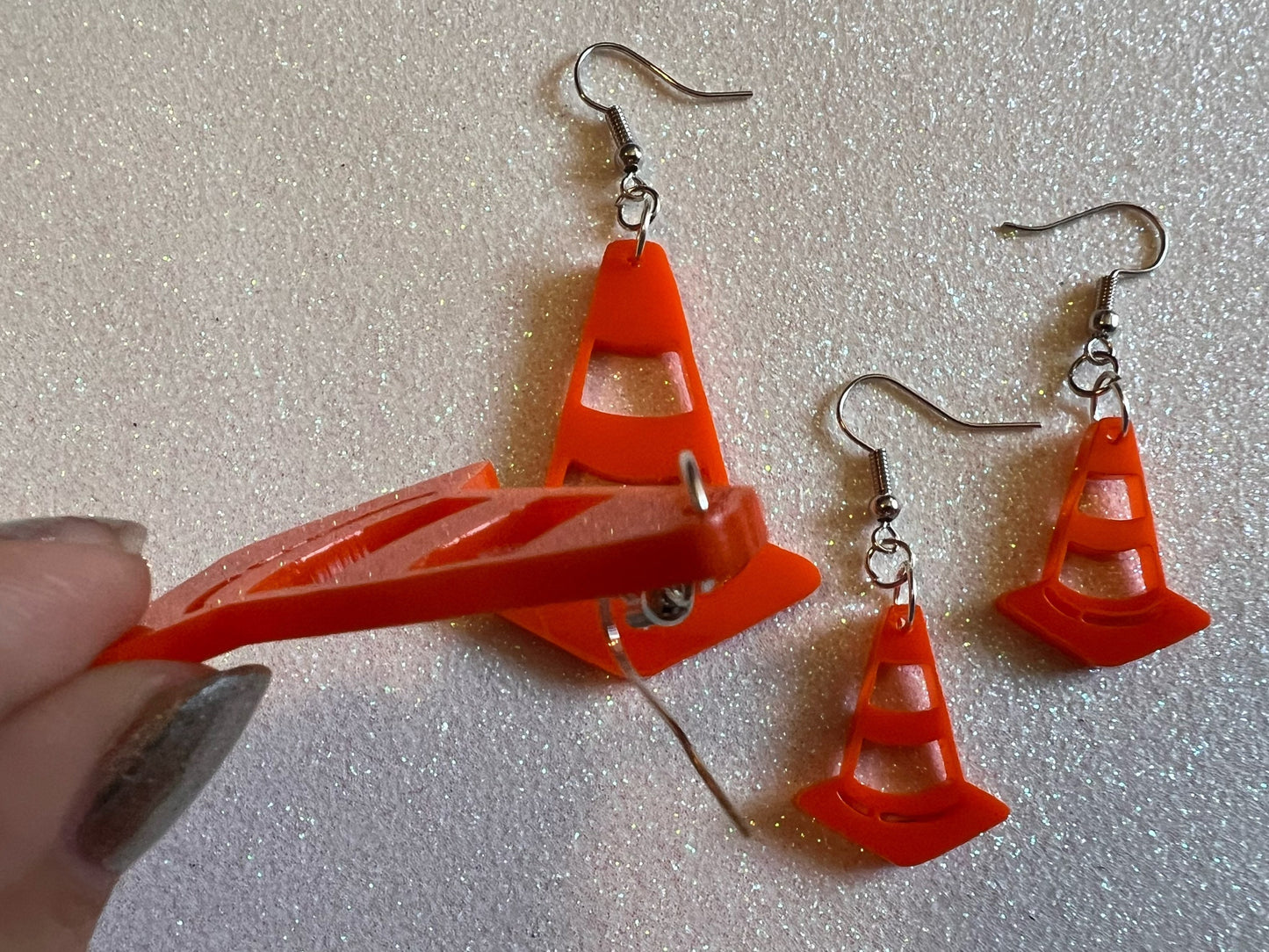 Traffic Cone Earrings: Laser Cut Acrylic Cones, Car, Driving School, Road Trip, Best Gifts for Her/Him/Them