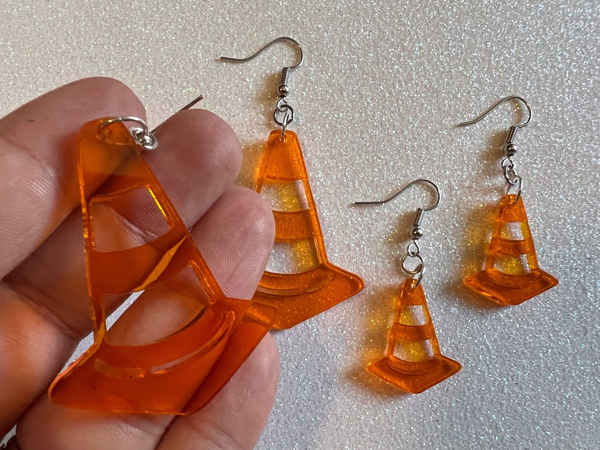 Traffic Cone Earrings: Laser Cut Acrylic Cones, Car, Driving School, Road Trip, Best Gifts for Her/Him/Them