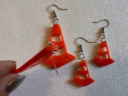 Traffic Cone Earrings: Laser Cut Acrylic Cones, Car, Driving School, Road Trip, Best Gifts for Her/Him/Them